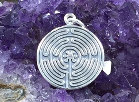 Labyrinth Charm Etched Labyrinth Charm Maze Charm Sterling Silver