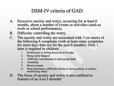 Generalized Anxiety Disorder Dsm Criteria