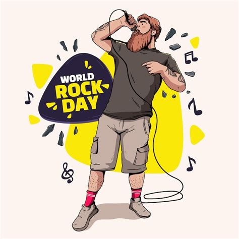 Free Vector Hand Drawn World Rock Day Illustration With Male Musician
