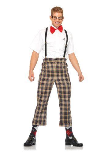 Leg Avenue 4 Piece Nerdy Ned Plaid Suspender Pant Set Geek Costume