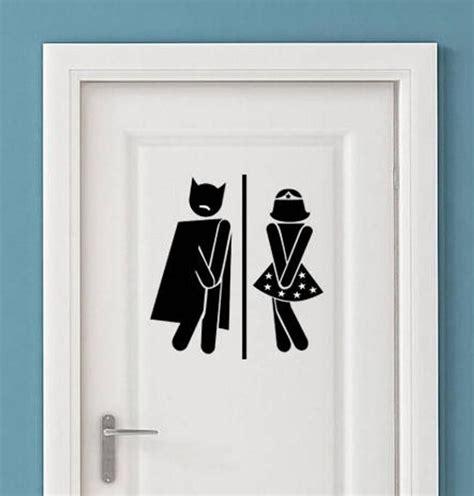 Men Women Toilet Sign Restrooms Sign Funny Sticker Wall Etsy Door