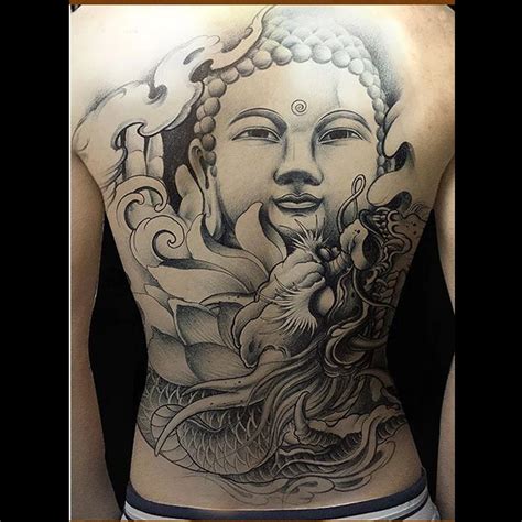 4834cm Big Size The Buddha Lotus Flower Ghost Totem Tattoo Stickers Men Women Waterproof Large