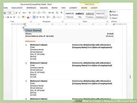 4 Ways To Create A Resume In Microsoft Word Wikihow