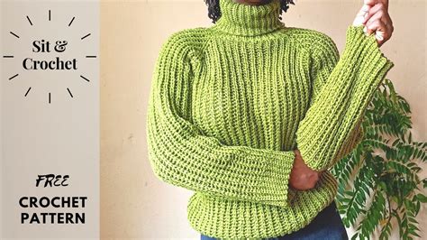 crochet turtleneck sweater free pattern available youtube