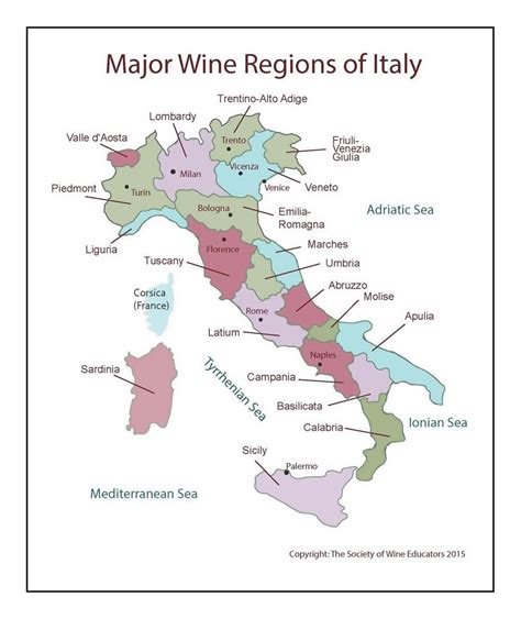 Detailed Map Of Major Wine Regions Of Italy Italy Europe Mapsland