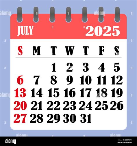 Letter Calendar For July 2025 The Week Begins On Sunday Time