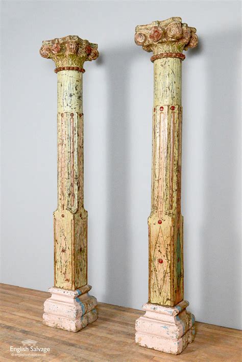 Pair Of Antique Teak Indian Pillars