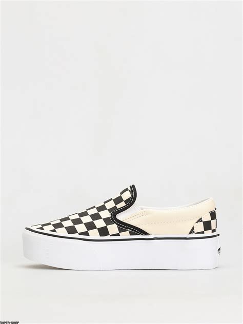 Vans Classic Slip On Stackform Shoes Checkerboard Blackclassic White