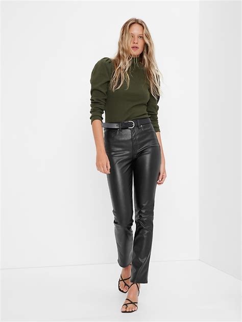 High Rise Faux Leather Vintage Slim Jeans Gap