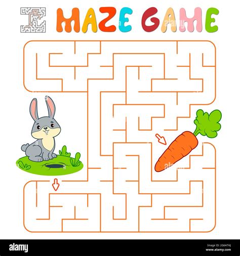 Maze Puzzle Game For Children Maze Or Labyrinth Game With Rabbit
