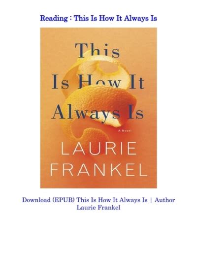 Download Epub This Is How It Always Is Author Laurie Frankel