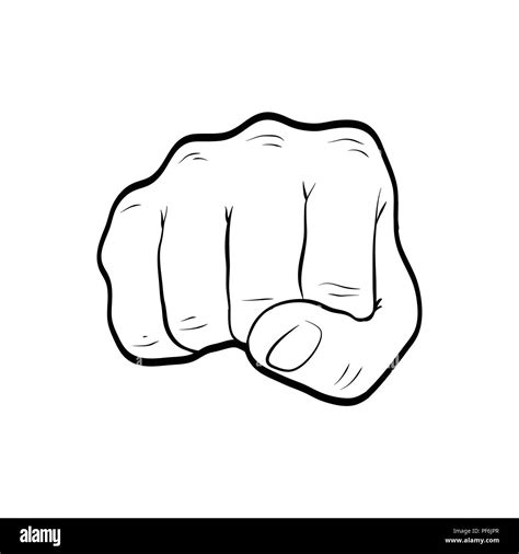 Fist Punch Hand Gesture Line Art Outline Stock Vector Image And Art Alamy