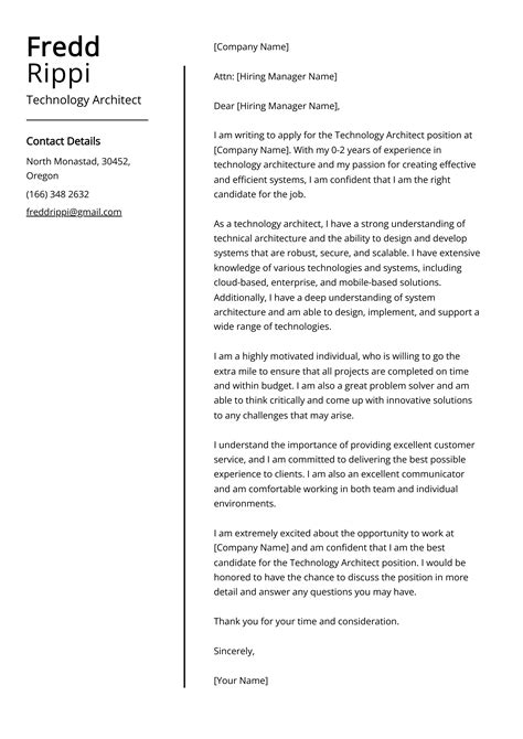 Technology Architect Cover Letter Example Free Guide