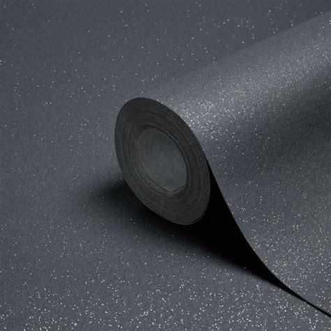 Grandeco Expressions Black Plain Glitter Effect Wallpaper Departments