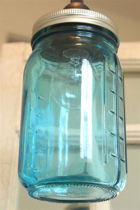 Hanging Blue Mason Jar Pendent Light Vintage Light By Hanormanor