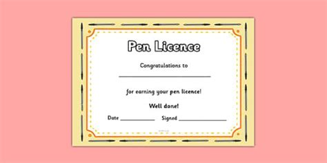 Pen Licences Certificates Steps To Success Teaching Literacy Teaching