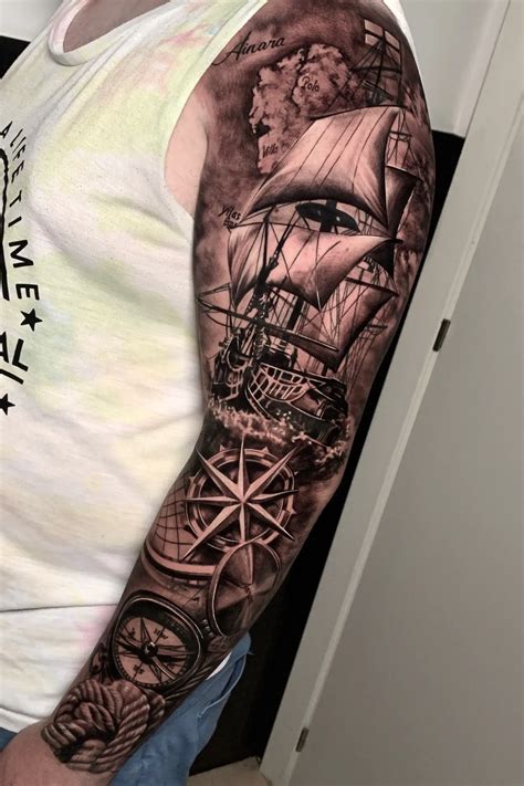 Pirate Tattoo Sleeve Ship Tattoo Sleeves Viking Tattoo Sleeve