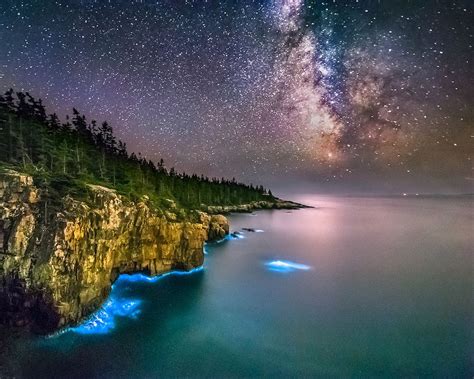 Marine Bioluminescence And The Milkyway Acadia National Park Maine