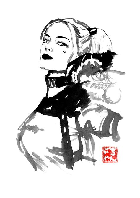 Harley Quinn Black And White Drawing