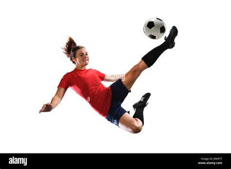 Woman Kicking Ball Hi Res Stock Photography And Images Alamy