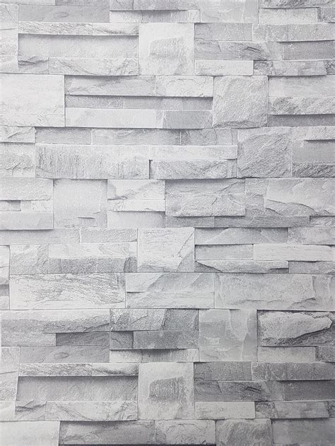 3d Slate Stone Brick Effect Grey Rock Realistic Textured Vintage