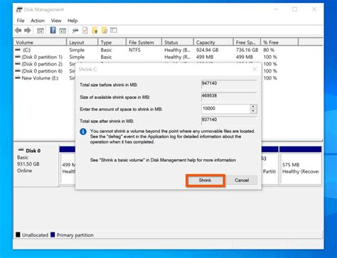 Windows 10 Disk Management Shrink Or Extend Volumes