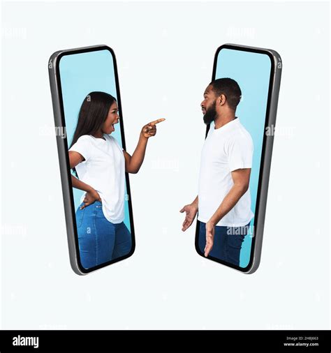 couple mobile phone unhappy cut out stock images and pictures alamy
