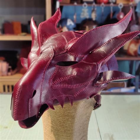 Handmade Leather Dragon Head Mask Steampunk Party Costume Cosplay Head