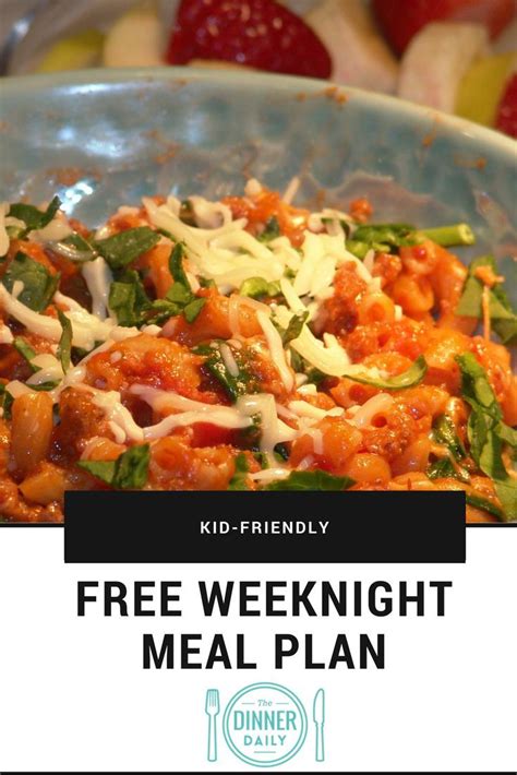 Free Kid Friendly Weeknight Dinner Plan | Easy weeknight ...