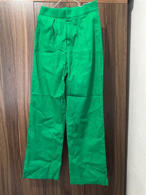 Green Linen Pants Womens Fashion Bottoms Other Bottoms On Carousell