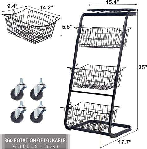 buy finnhomy 4 tier market basket rolling storage cart storage fruit basket organizer