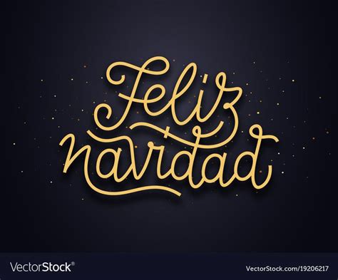 Feliz Navidad Hand Lettering In Gold On A Black Background With Confetti