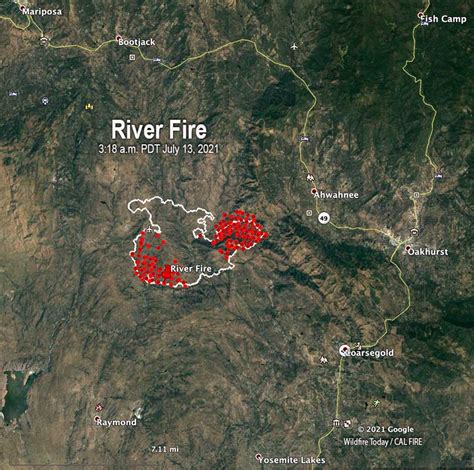 These data are used to make highly accurate perimeter maps for firefighters and other emergency personnel, but are generally updated only once every 12 hours. River Fire burns thousands of acres west of Oakhurst ...