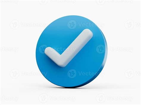 3d White Check Mark Symbol With Rounded Shiny Blue Icon On White