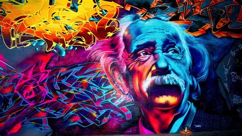 Free Download Einstein Graffiti Street Art Hd Wallpaper Wallpapers 4k