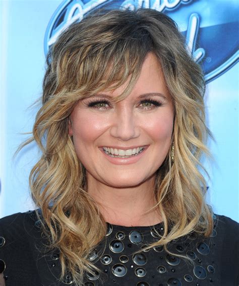 Jennifer Nettles Long Wavy Casual Hairstyle With Layered Bangs Medium Blonde Ash Hair Color