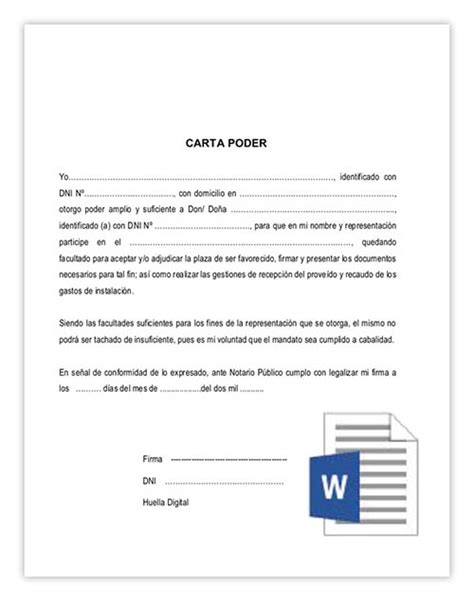 Carta Poder Simple Formato Y Ejemplos Pdf Y Word Para Imprimir