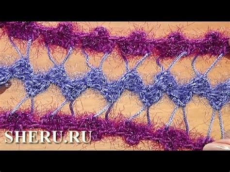 crochet hairpin lace for beginners Урок 31 Как обвязать ленту связанную на вилке hairpin lace