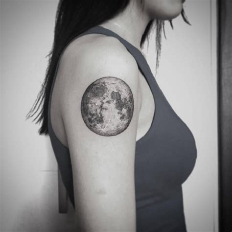 Full Moon Tattoo On The Right Upper Arm In 2023 Full Moon Tattoo