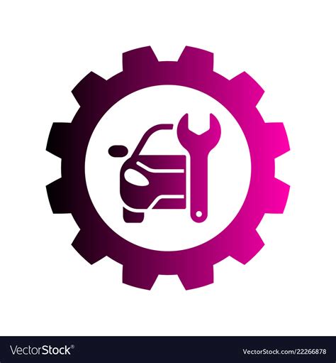 Repair Car Logo Silhouette Gear And Wrench Vector Image