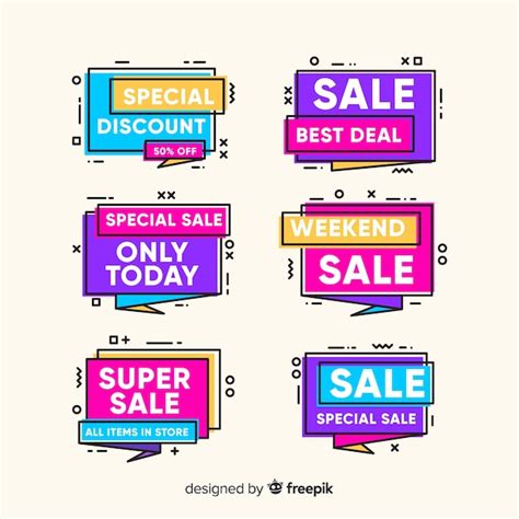 Free Vector Colorful Memphis Sale Banner Pack