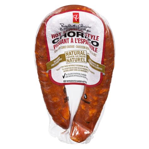 Pc Natural Choice Hot Spanish Style Chorizo Semi Dry Cured Sausage Pc Ca