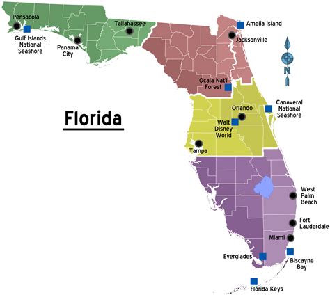 File:Map of Florida Regions with Cities.png - Wikitravel Shared png image