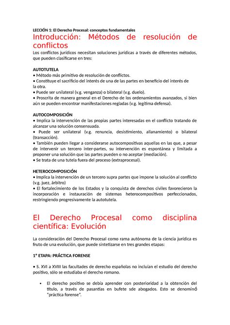 Leccion 1 Esquema Procesal LecciÓn 1 El Derecho Procesal Conceptos