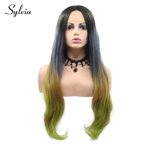 Sylvia Blackgreygreenyellow Ombre Natural Wave Synthetic Lace Front
