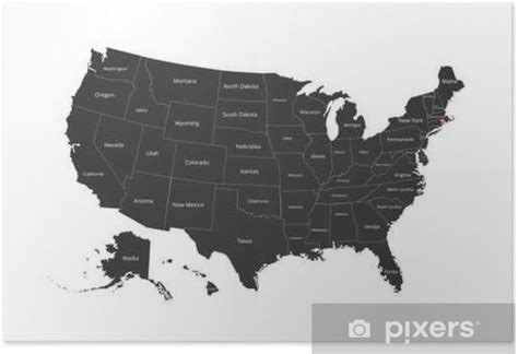 Plakat Kart Over Usa Bilde Med Utklippssti Og Navn På Stater