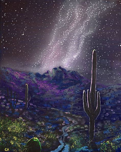 Starry Night Sky Print Tucson Az Arizona Landscape Sabino Etsy