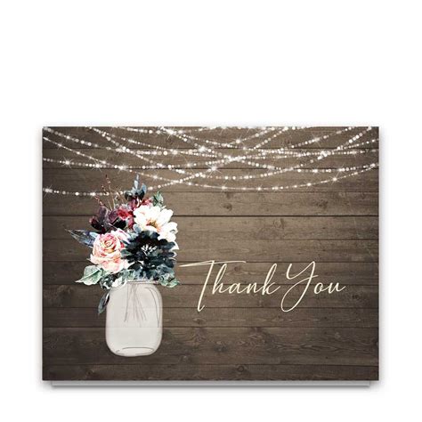Rustic Wedding Thank You Card Paper Greeting Cards
