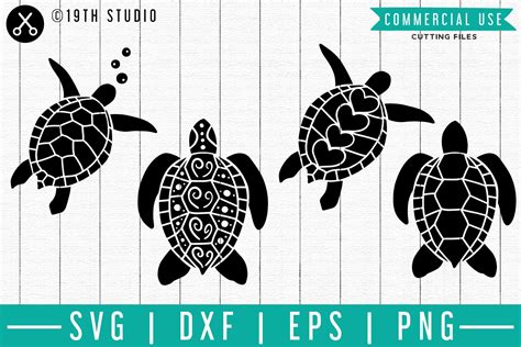 Turtle Clipart Instant Download Turtle Silhouette Svg Turtle Dxf Turtle