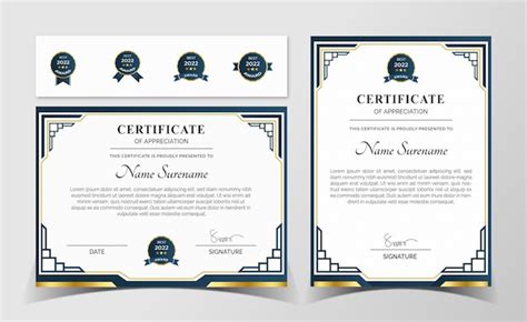 Certificado De Logro Plantilla De Diploma De Premios Vector Premium